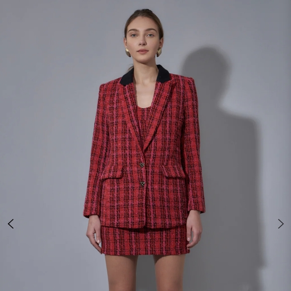 NWT Single-Breasted Tweed Boyfriend Blazer - Endless Rose | Size M - Picture 3 of 8